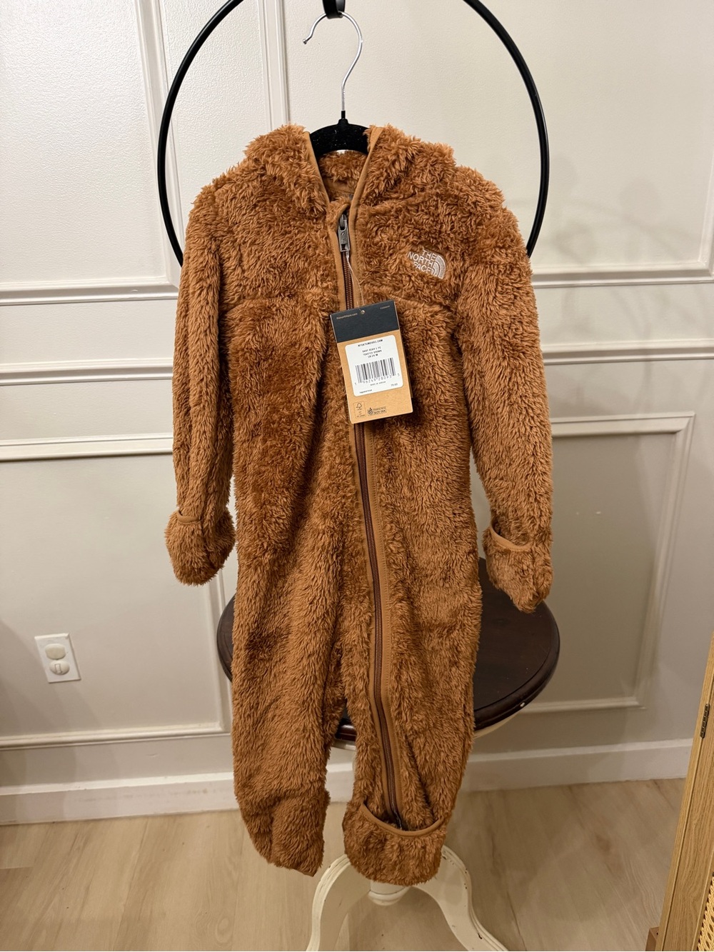The North Face Kids Brown Sherpa Hooded One-Piece Puffer